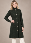 Aran Cable Signature Coat | Army Green | 100% Merino Wool | Made in Ireland