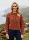 Crop Cable Knit Merino Wool Aran Sweater - Clearance