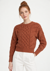 Crop Cable Knit Merino Wool Aran Sweater | Copper