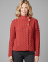 Aran 3 Buttons Trellis Cardigan | Coral - Clearance