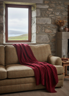 Supersoft Merino Wool Aran Cable Throw Blanket | Vermont Red