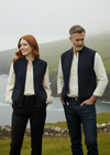 Couple in navy Aran vests