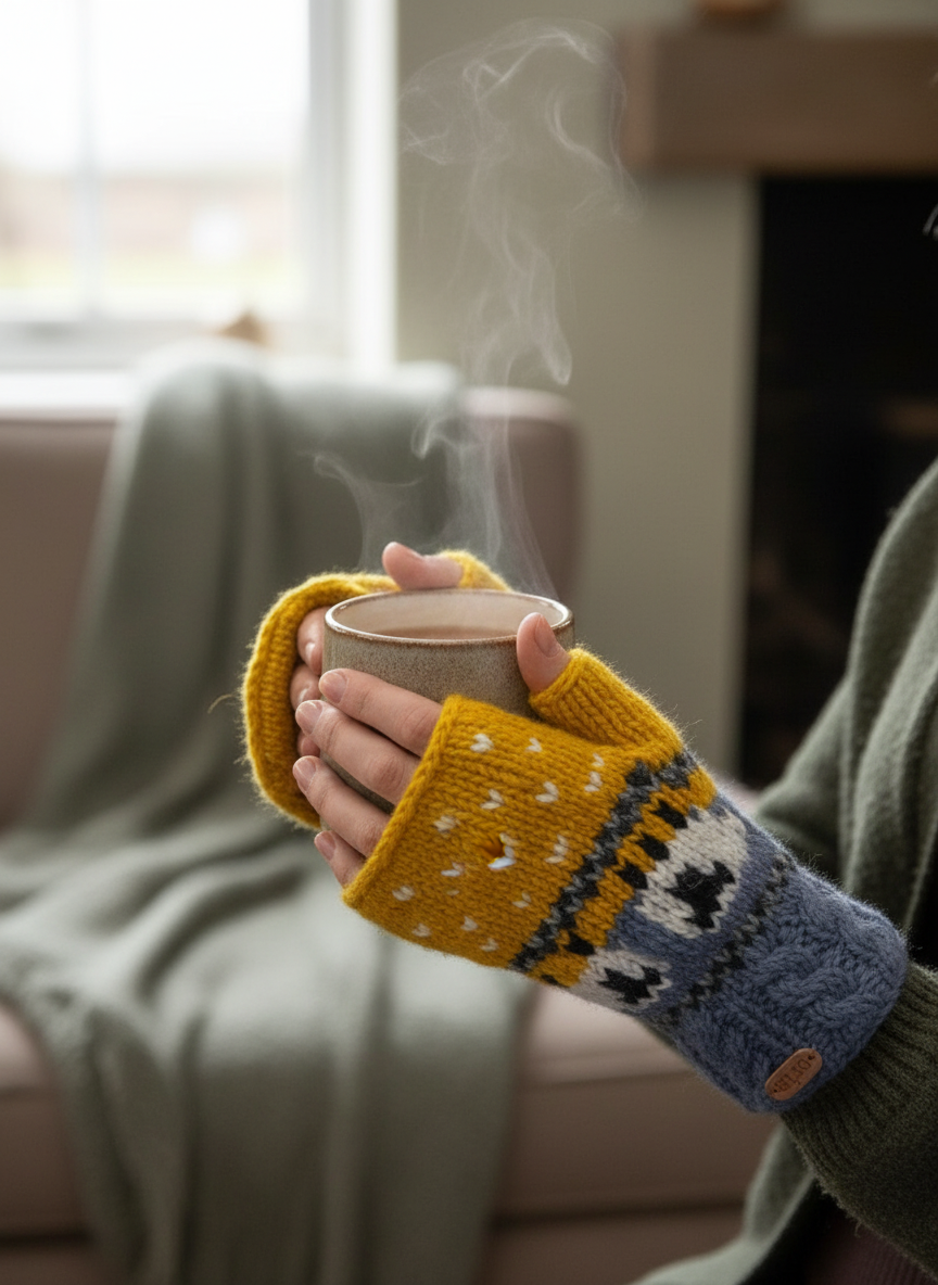 Cozy scene with warm beverage