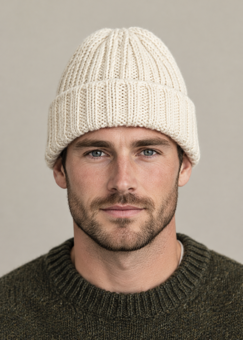 Cream Hill Walker Hat on a male model, head and shoulders