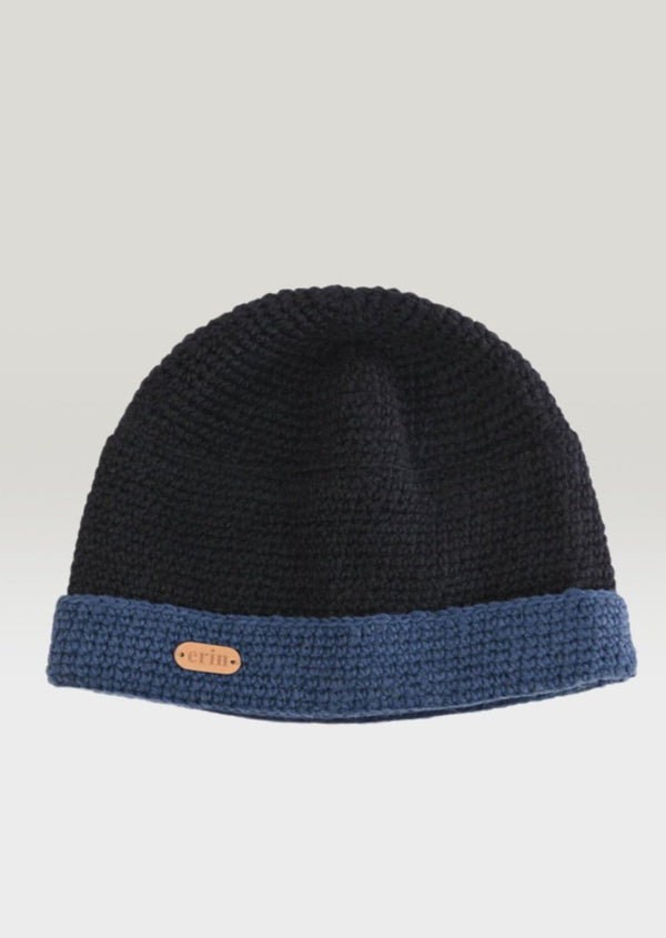 Crochet Turn Up Hat Blue