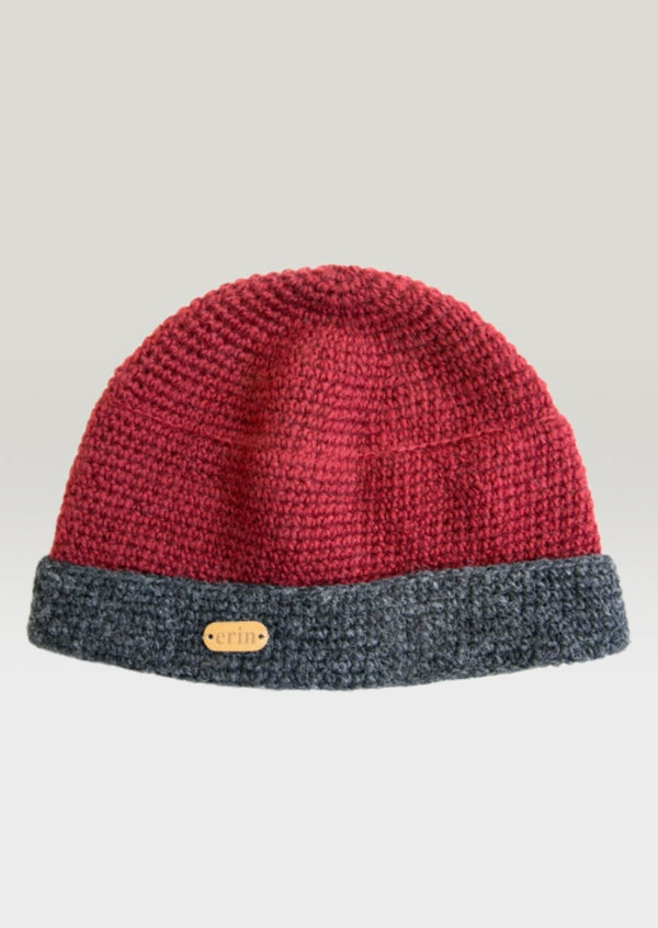 Crochet Turn up Hat Red