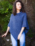 Aran Merino Wool Cowl Poncho | Denim Marl
