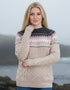 Ladies Slim-Fit Aran Fairisle Sweater | Camel