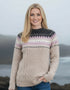 Ladies Slim-Fit Aran Fairisle Sweater | Camel