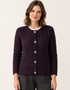 Women's Aran Cable Knit Cardigan | Dark Purple - Clearance