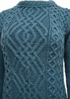 Aran Cable Knit Merino Wool Sweater - Bermuda Blue | Irish Crafted
