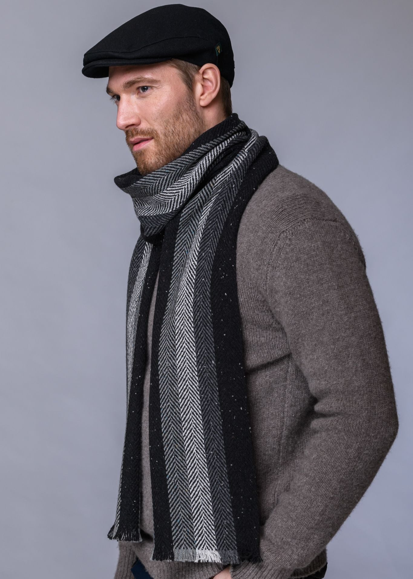 Mucros Donegal Scarf | Black Charcoal