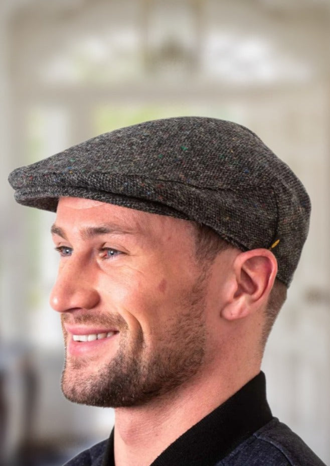 Charcoal Donegal Tweed Cap