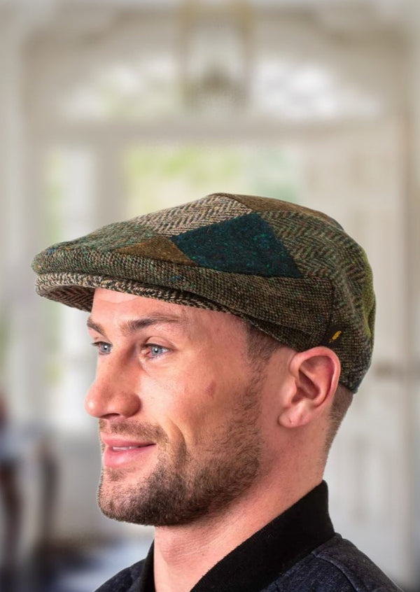 Donegal Tweed Green Patch Cap