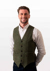 Donegal Tweed Waistcoat in Green - Premium Irish Wool Vest | Hatman of Ireland