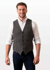 Donegal Tweed Charcoal Herringbone Waistcoat - Premium Irish Wool - Hatman of Ireland