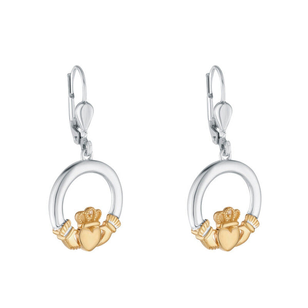 10K Gold & Sterling Silver Diamond Earrings