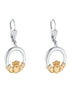 10K Gold Diamond Heart Sterling Silver Claddagh Drop Earrings