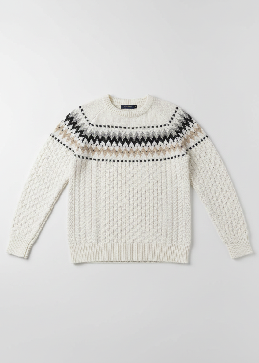 Fair Isle sweater flat lay