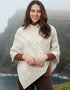 Irish Aran Wool Poncho | Natural Merino Cable Knit | Handcrafted Heritage
