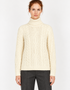 IrelandsEye Polo Neck Aran Sweater | Natural