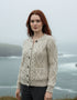 Ladies Aran Cardigan in Flecked Cream | 100% Wool