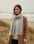 Foxford Pearl Grey & White Cashmere Scarf | Luxury Irish Lambswool