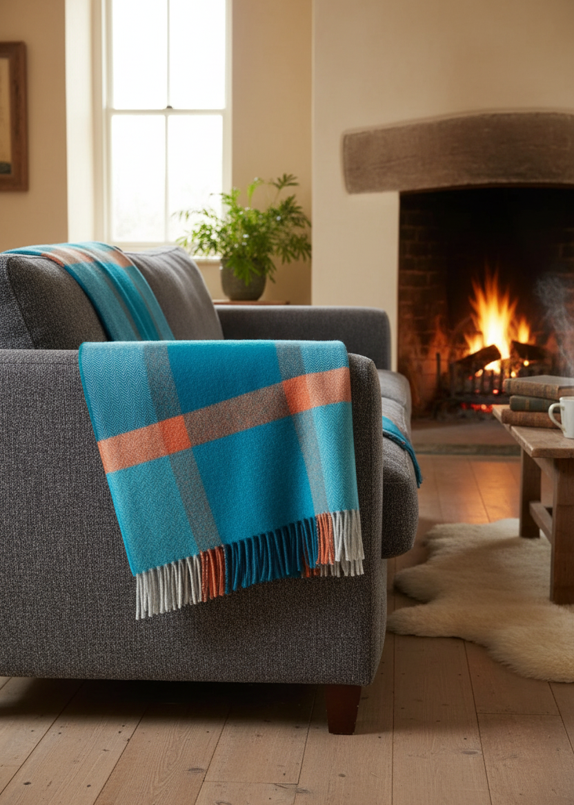Foxford Oisin Lambswool Throw Lifestyle Image