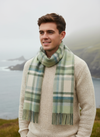Foxford Lambswool Scarf | Turquoise & Cream Tartan
