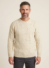 Mens Traditional Aran Sweater | Flecked Oatmeal 