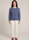 Women's Aran Cardigan in Denim Blue