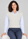 Women's V Neck Aran Vest | 100% Merino Wool