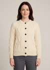 Ladies Aran Cardigan | 100% Wool | Natural