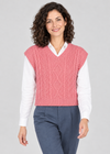 IrelandsEye Women's V Neck Aran Vest | Rosa Pink