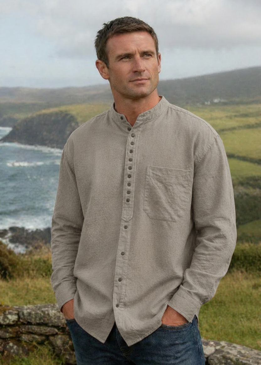 Civilian Men's Grandfather Shirt | Cement