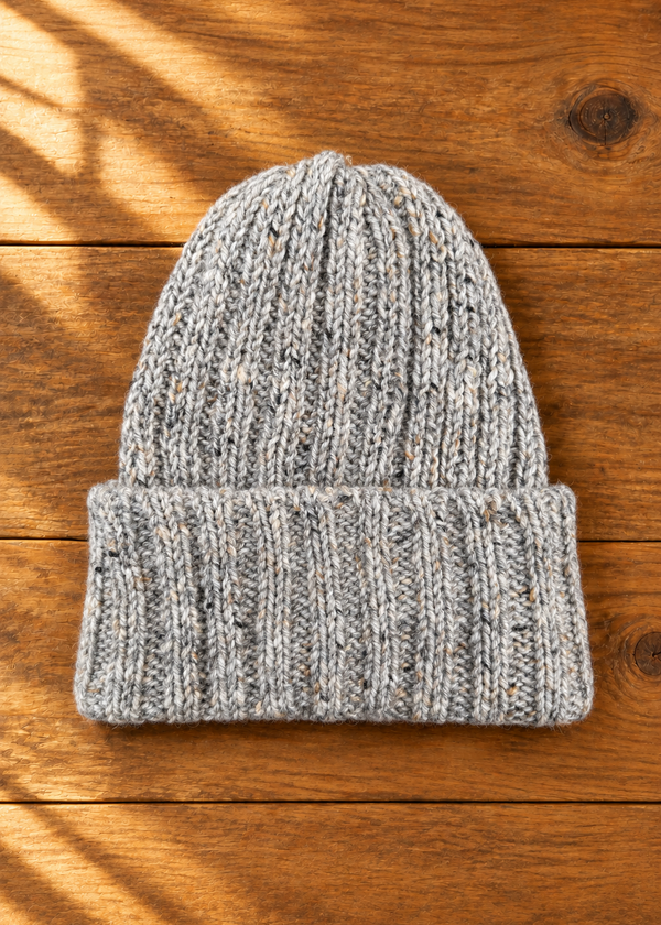 100% Donegal Wool Hill Walker beanie hat | Grey