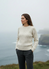 Ladies Slim-Fit Aran Sweater | Premium Merino Wool | Natural