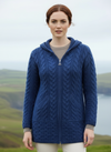 Aran Galway Cardigan With Celtic Knot Zipper | Blue