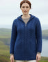 Aran Galway Cardigan With Celtic Knot Zipper | Blue