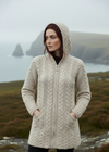 Aran Hooded Cardigan - Aran Hooded Cardigan with Celtic Knot Zipper | Merino Wool