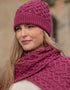 Aran Crafts Merino Wool Heart Scarf | Magenta
