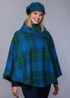 Mucros Poncho | Green Blue Check