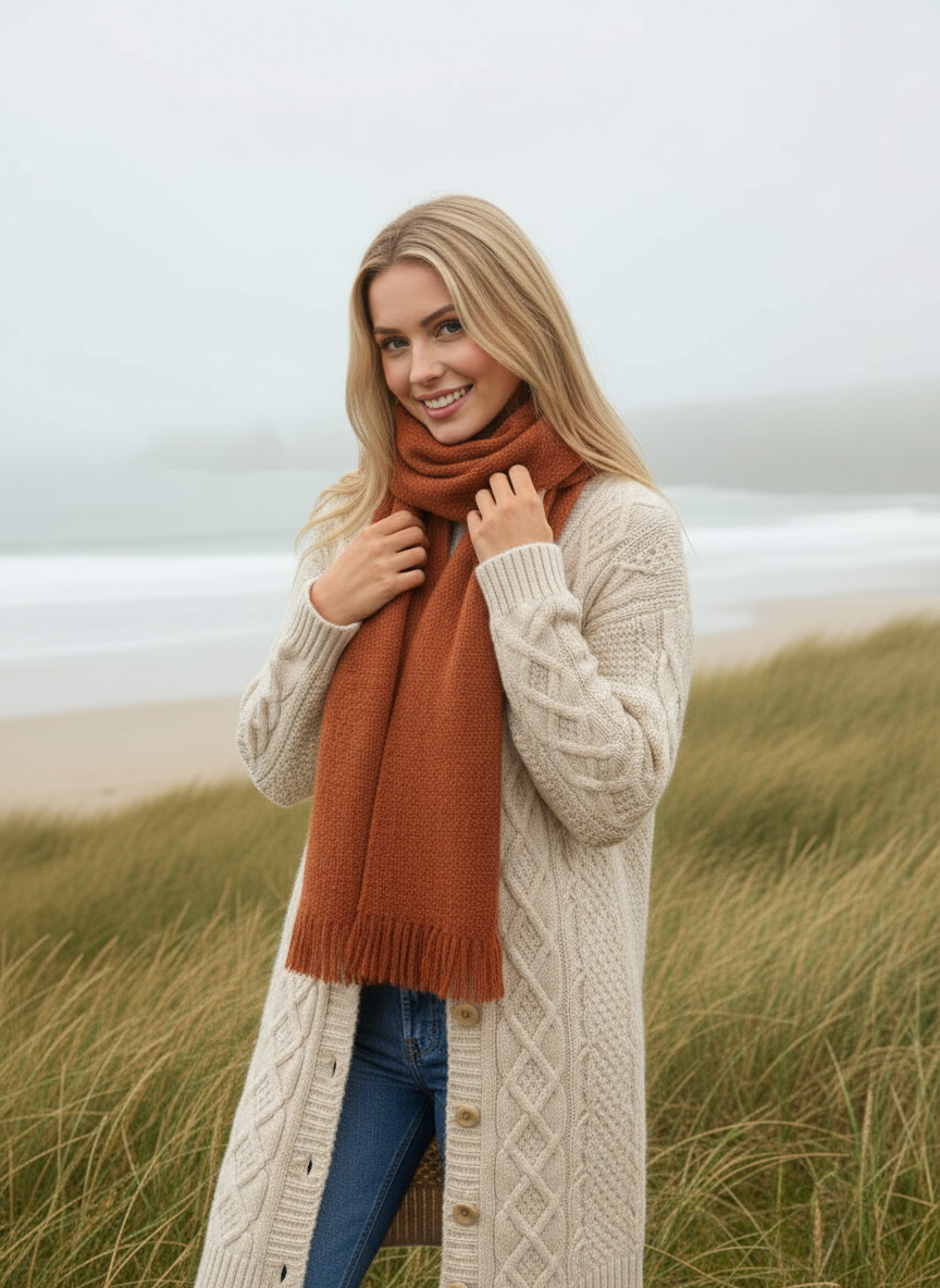 Mucros Islander Scarf | Orange Rust