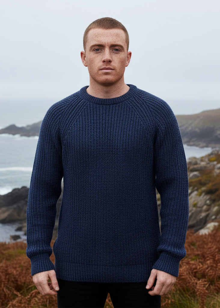Fisherman Rib Merino Sweater | Denim Marl 