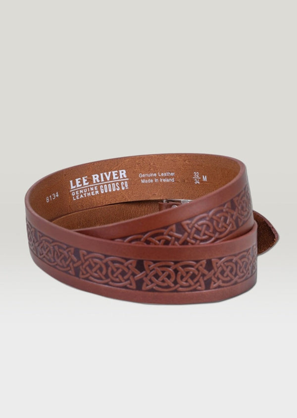 Lee River Brown Leather Celtic Jeans Belt