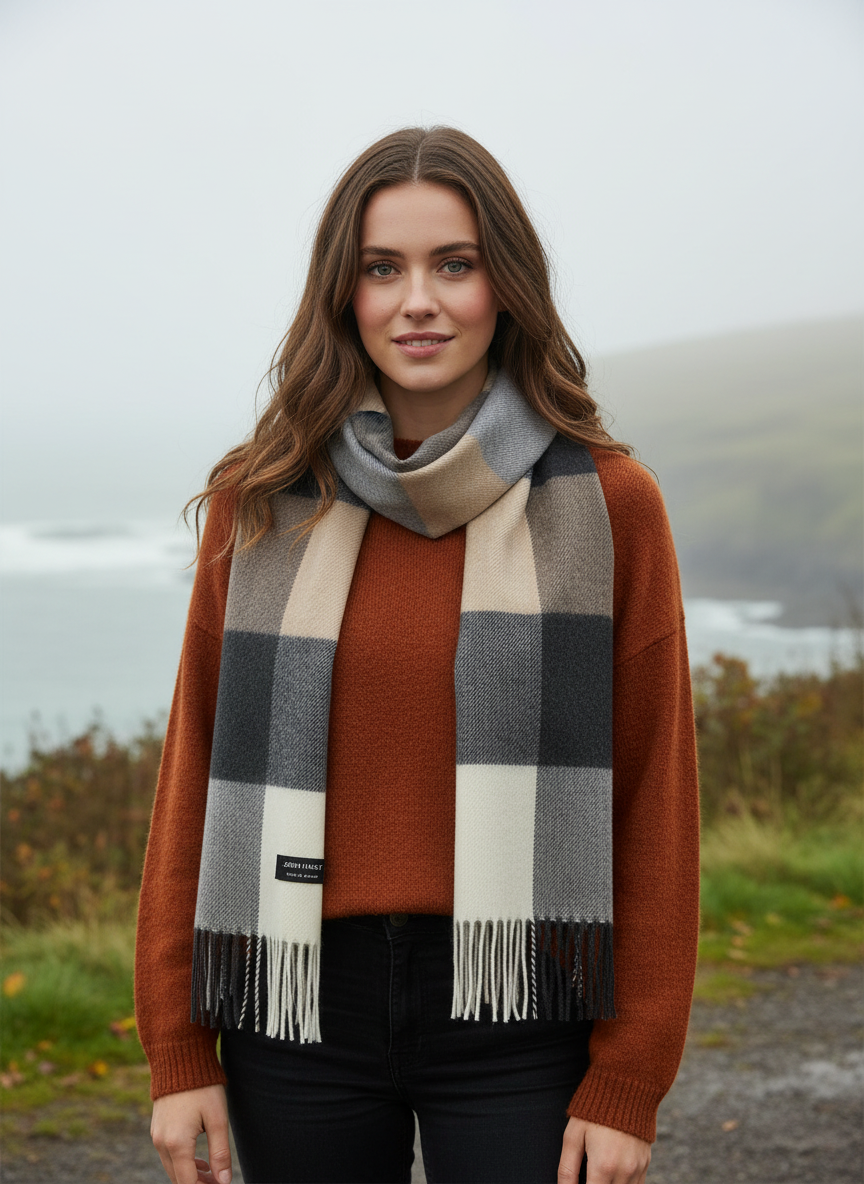 John Hanly Merino Scarf Lifestyle - Irish Model Autumn