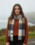 John Hanly Merino Scarf | Cream Brown Check