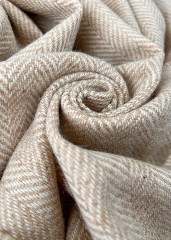 McNutt Wool Blanket | Sandstone Herringbone