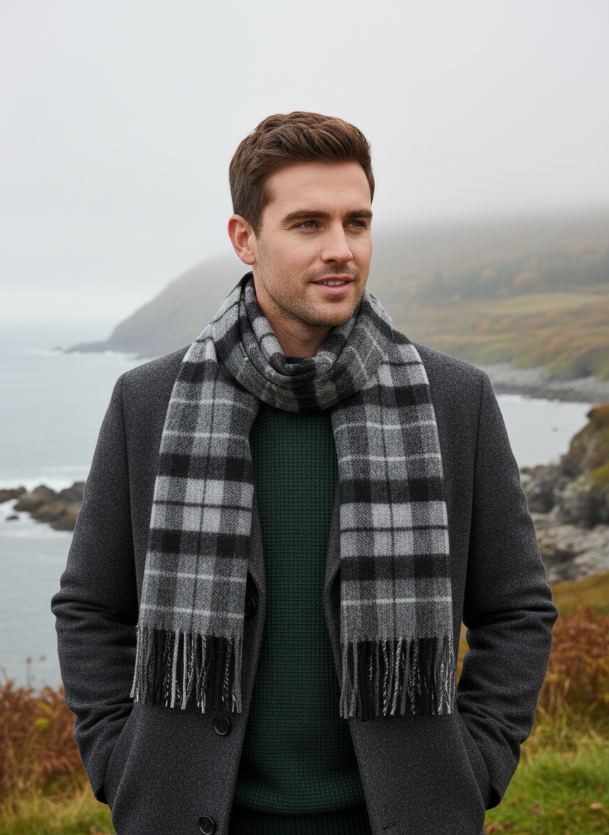 John Hanly Lambswool Scarf - Male Model Lifestyle