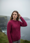 Aran Cable Knit Sweater - Pure Merino Wool | Fuchsia